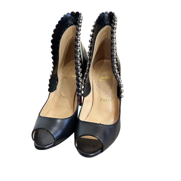 Christian Louboutin Womens Roucouloulou Pumps High Heel Black Studded Size 35 - Picture 4 of 16